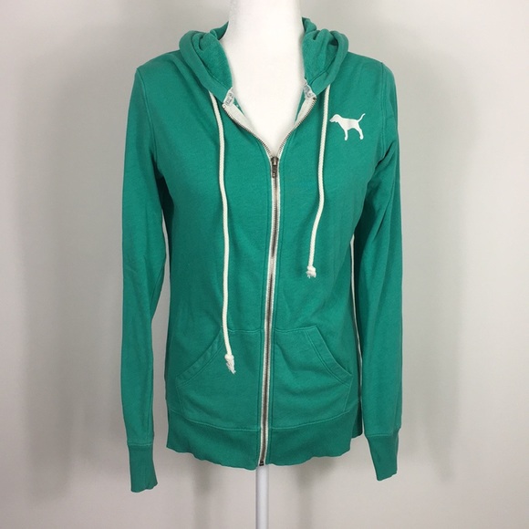 PINK Victoria's Secret Tops - VS Pink Green Zip Up Sweatshirt